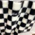 Black White Jacquard Short Pile Artificial Raccoon Fur